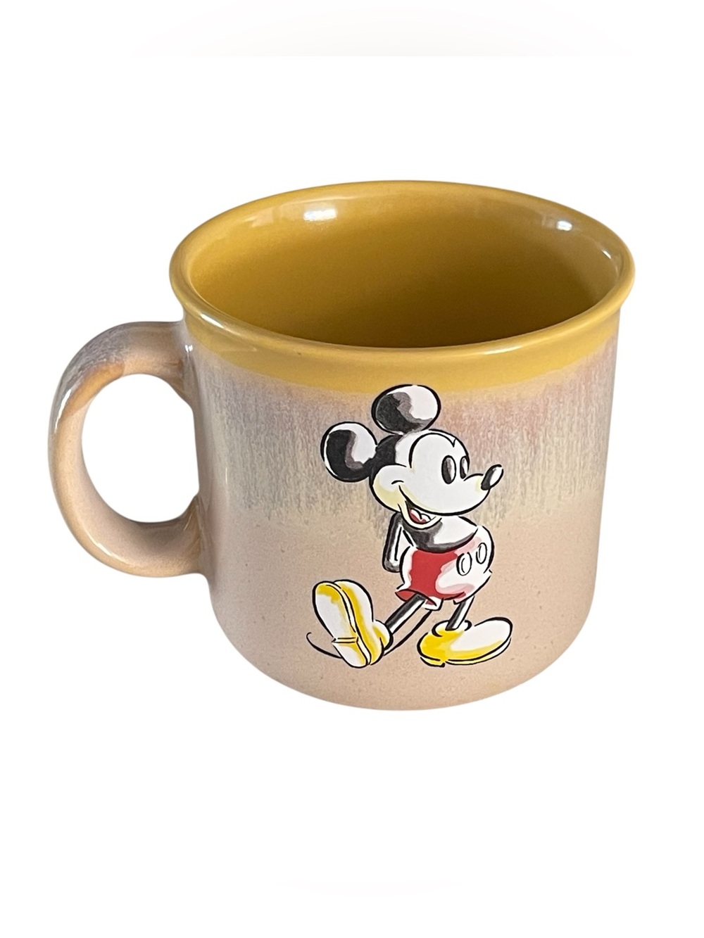 🆕 Disney Ceramic Mug with Mickey Mouse and Yellow Interior